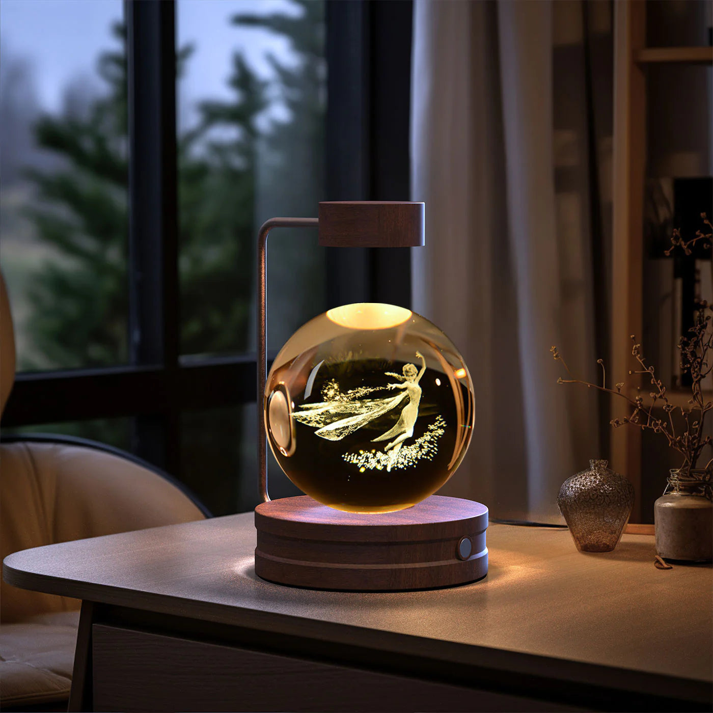 Crystal Ball Cosmic Dinosaur Indoor Night Light USB Power Warm Bedside Light Birthday Gift Night Lamp