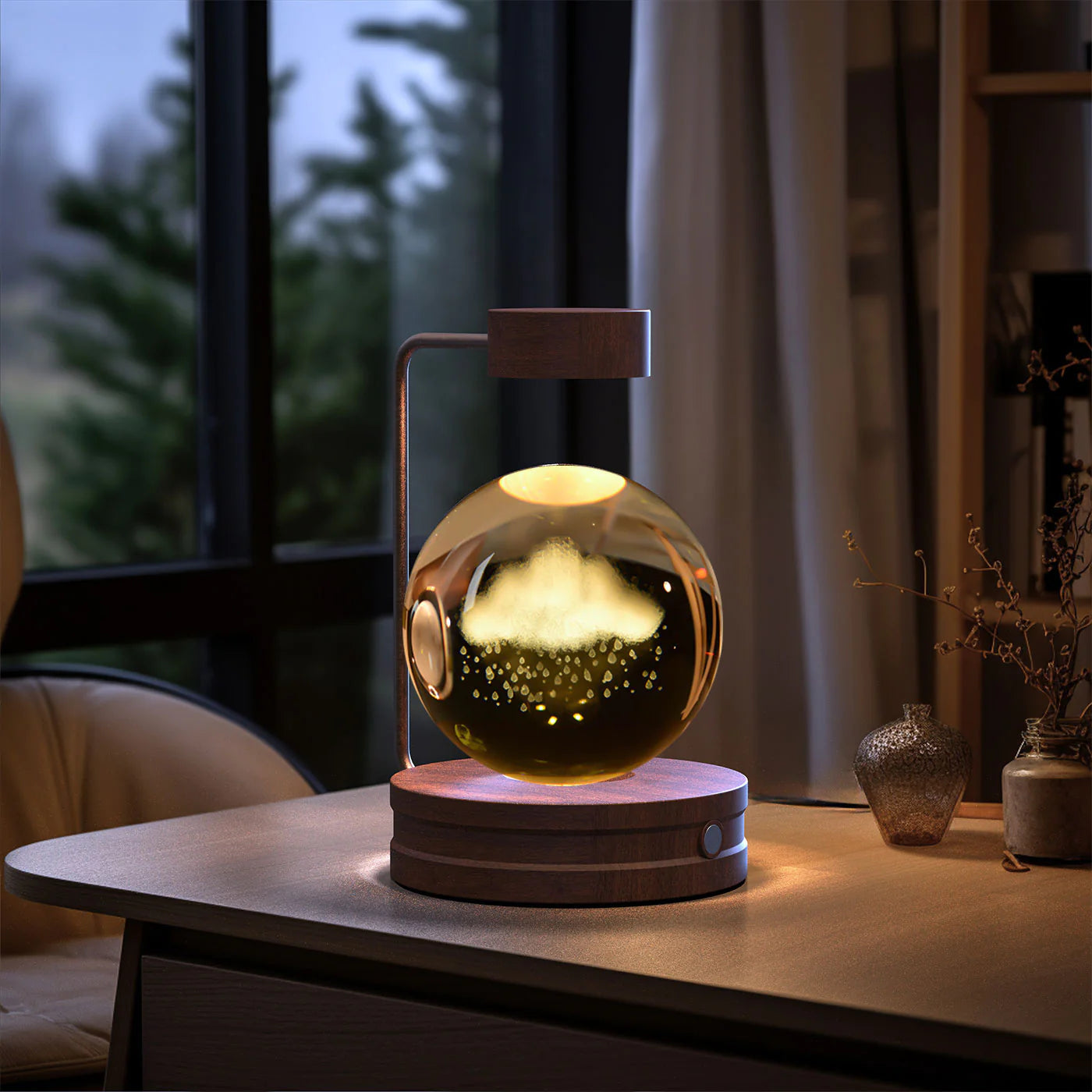 Crystal Ball Cosmic Dinosaur Indoor Night Light USB Power Warm Bedside Light Birthday Gift Night Lamp